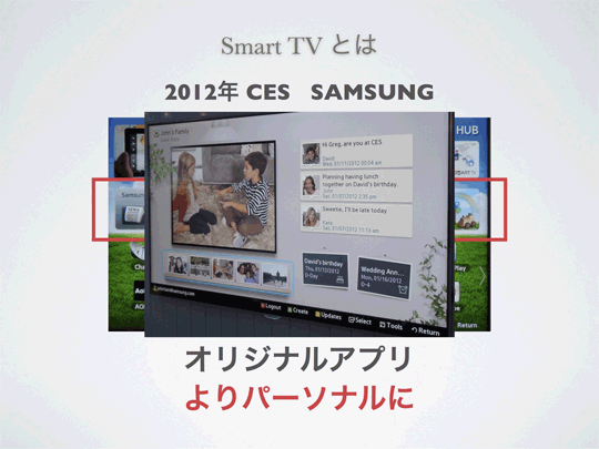 SAMSUNGのSmart TVのFamily Storyの画面